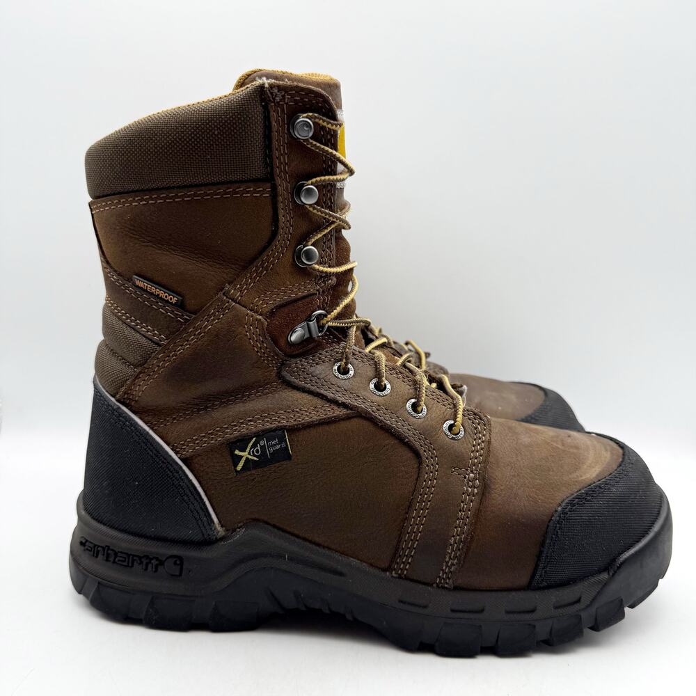 Carhartt Mens Rugged Flex 8" Work Boots Size 8.5 Brown WP Composite Toe EUC